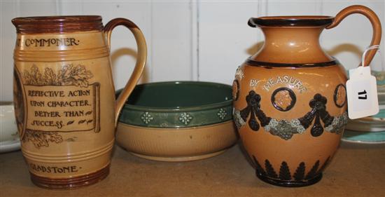 2 Doulton jugs & bowl